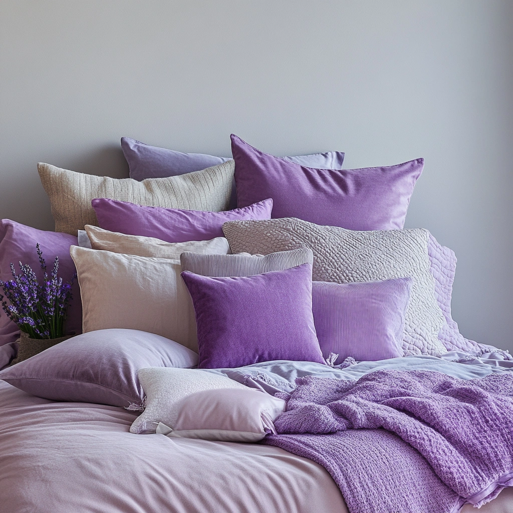 20 Incorporate Textured Lavender Throw Pillows