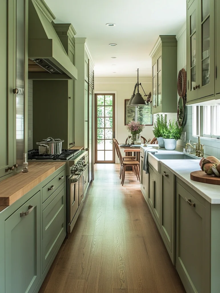 Utilizing Sage Green in a Galley Kitchen