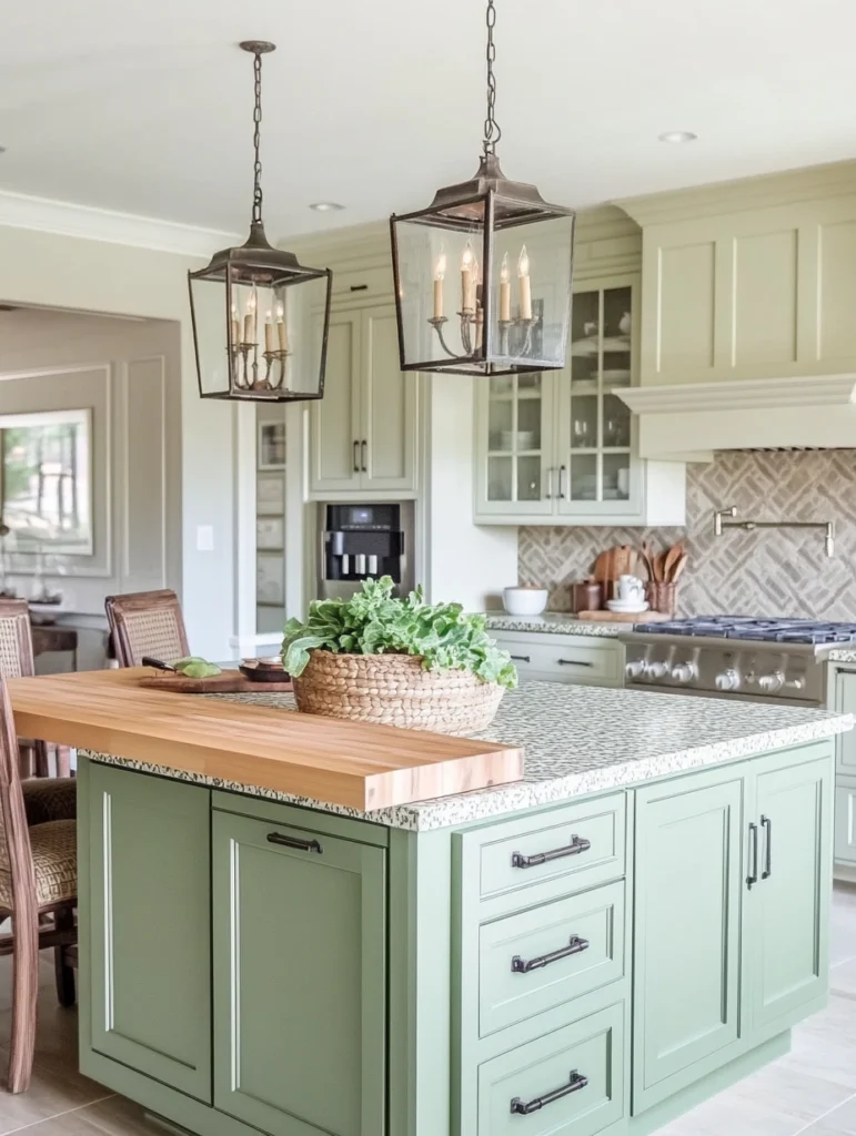 Sage Green Kitchen Island