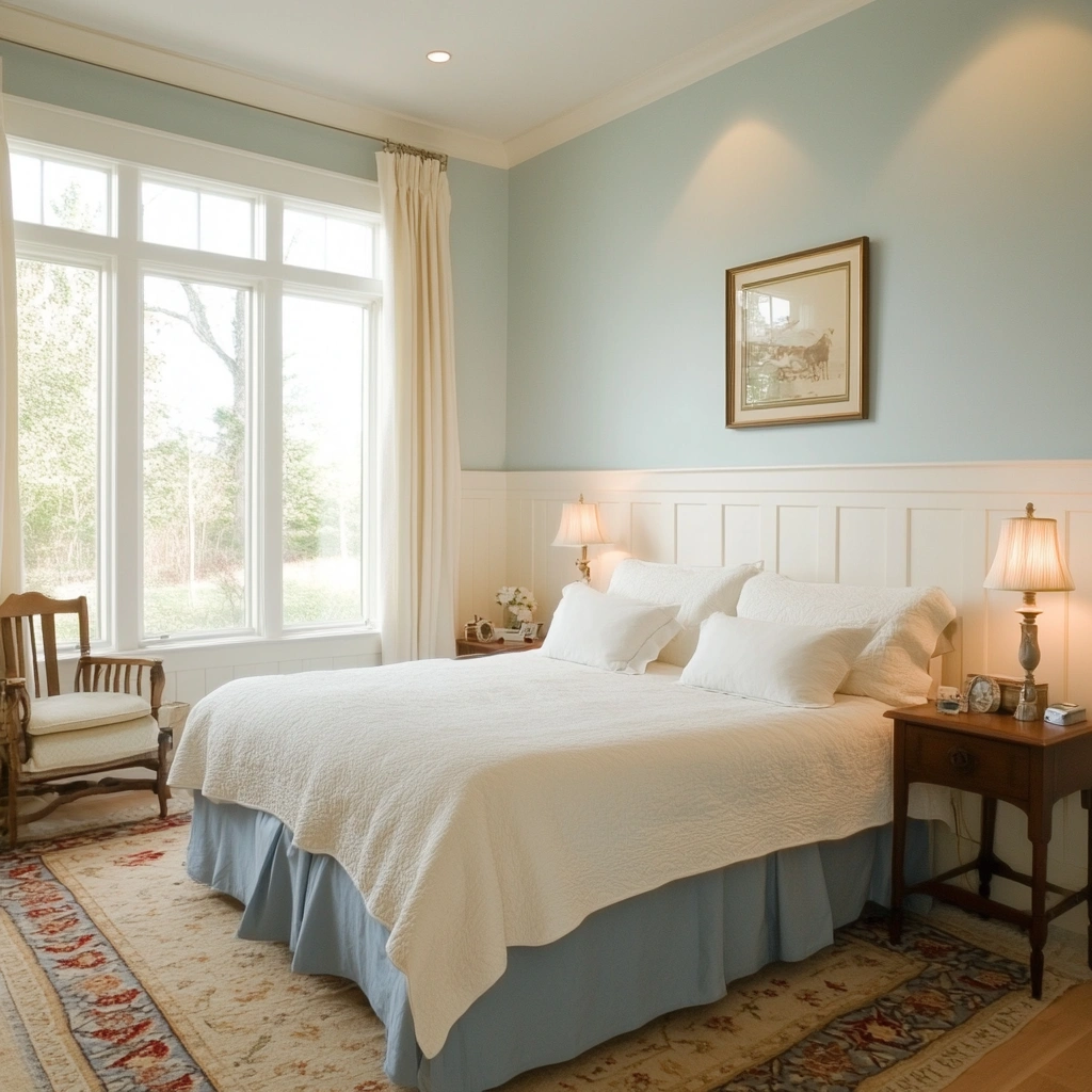 4 Two Tone Walls Blue Bottom Cream Top