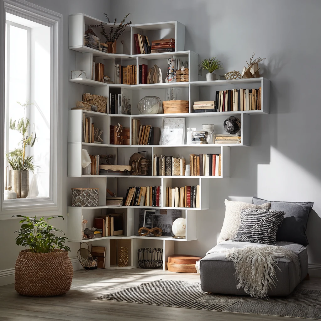 21 Asymmetrical Corner Shelving