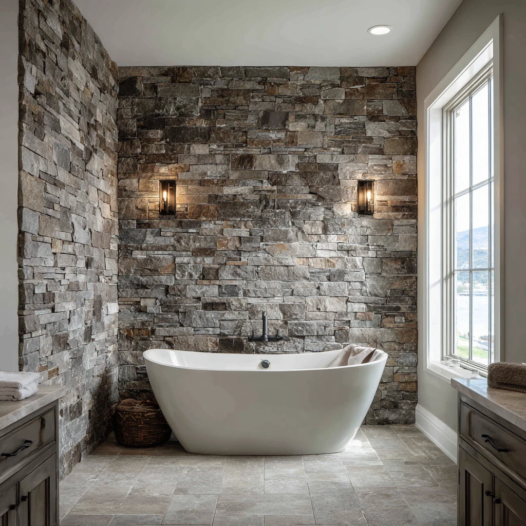 19 Stacked Stone Accent Wall