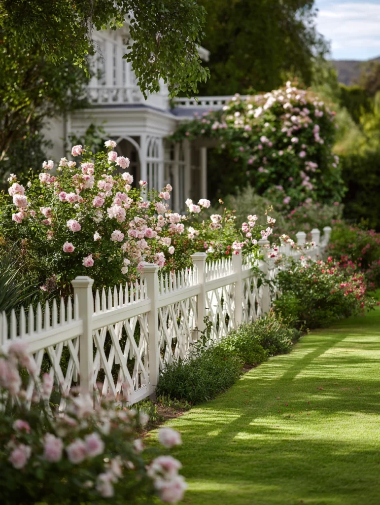 Charming Garden Fence Ideas for Privacy and Style: Classic White Picket Fence with a Modern Twist