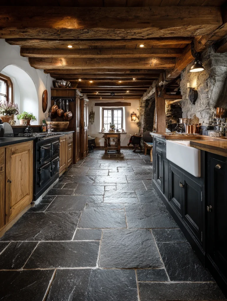 Aesthetic Scottish Kitchen Ideas: Slate Flooring for Durability