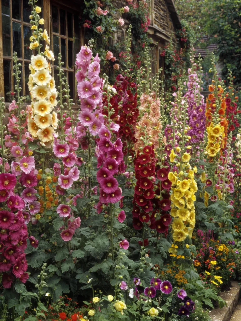 How To Create an English Cottage Garden for Your Flowers: Add Hollyhocks Against Walls and Fences