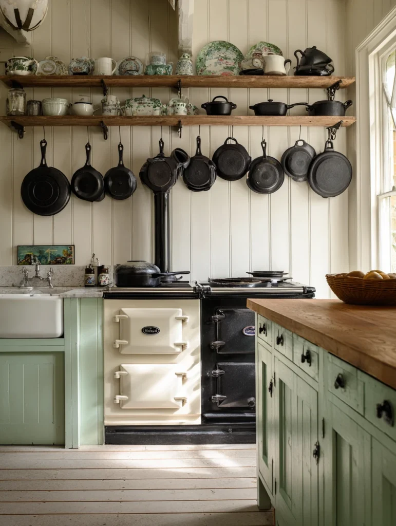 Aesthetic Irish Kitchen Ideas: Cast Iron Cookware Storage