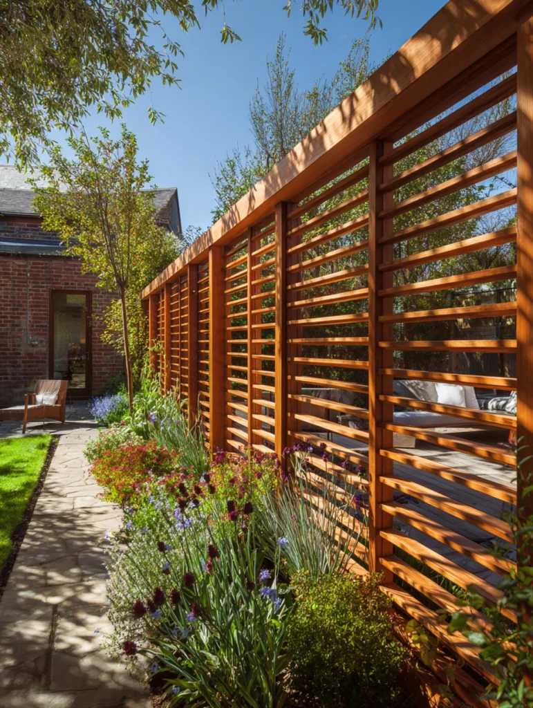 Charming Garden Fence Ideas for Privacy and Style: Louvered Fence Panels for Adjustable Privacy