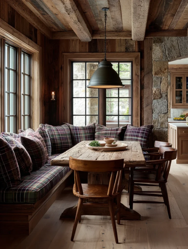 Aesthetic Scottish Kitchen Ideas: Cozy Breakfast Nook with Wooden Table