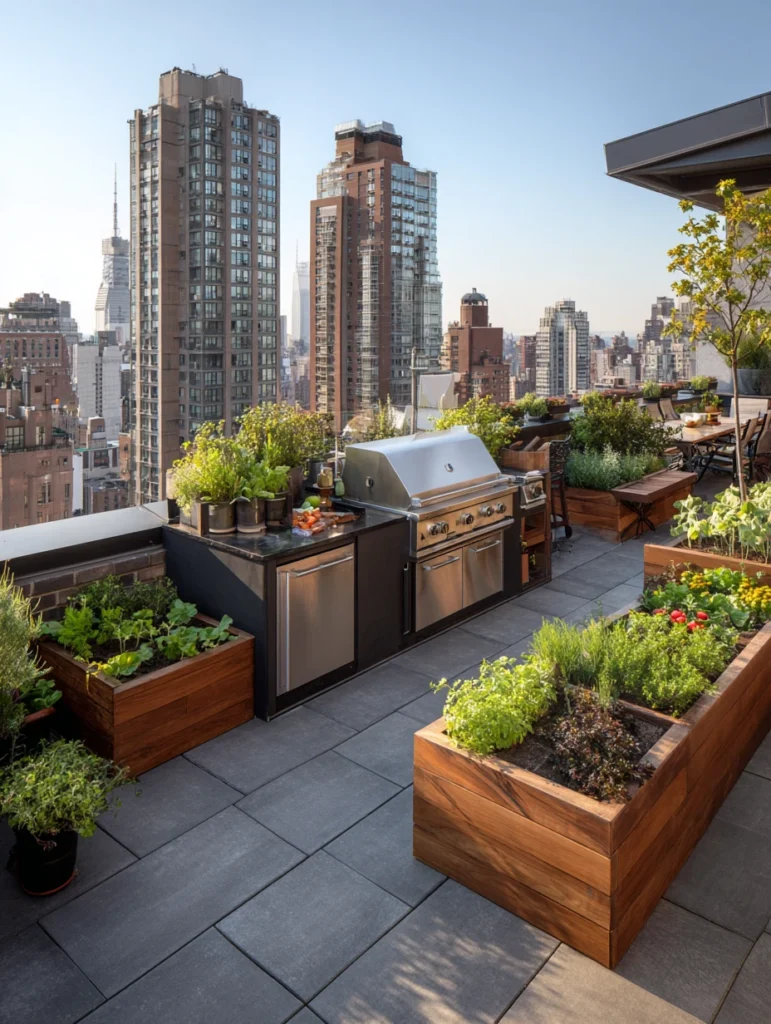 Stunning Rooftop Garden Ideas: Outdoor Kitchen Garden