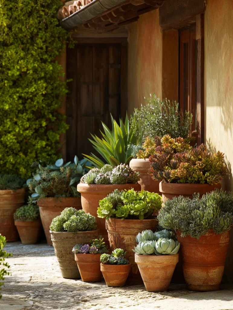 Italian Garden Ideas: Succulent Container Gardens