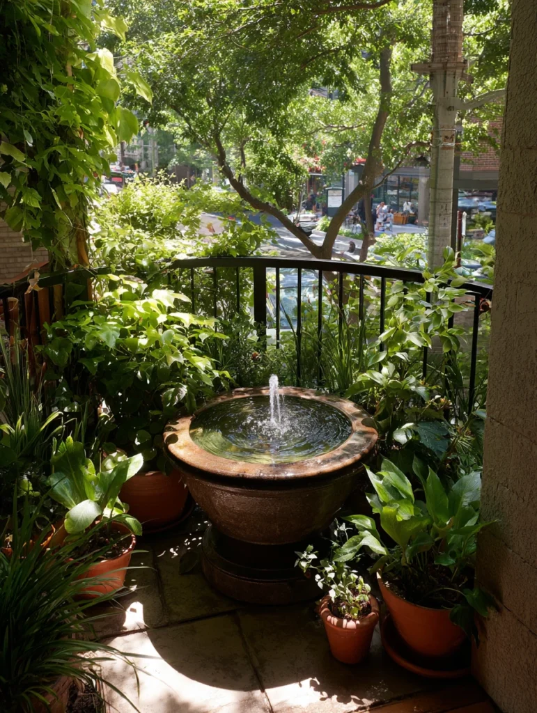 Small Balcony Garden Ideas: Water Feature Integration