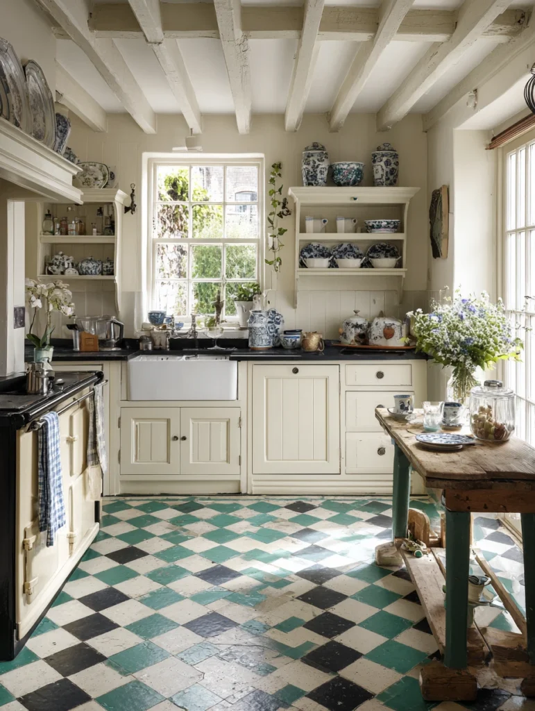 Aesthetic Irish Kitchen Ideas: Patterned Tile Flooring