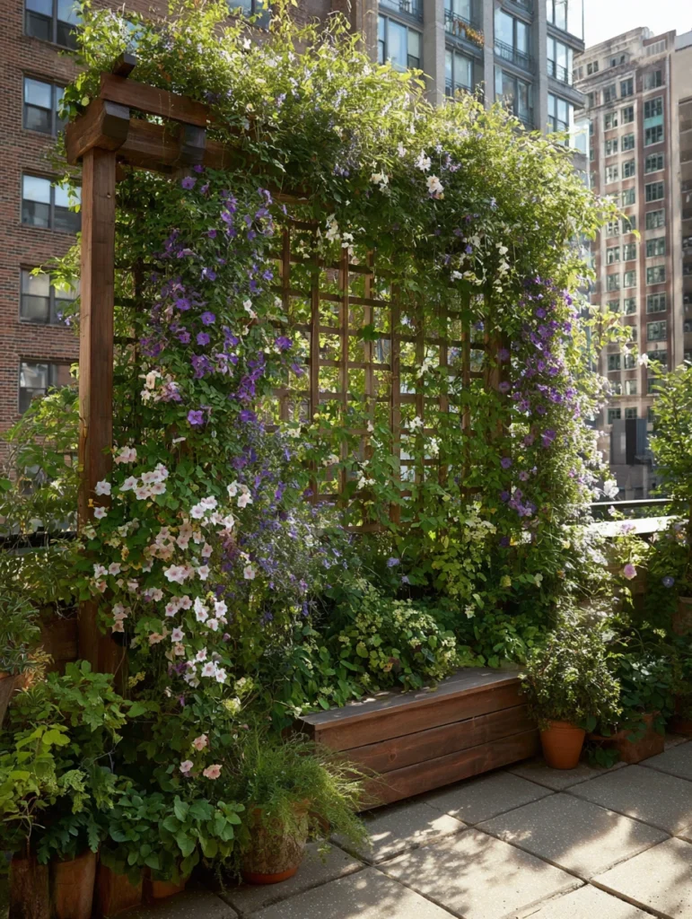 Stunning Terrace Garden Ideas: Trellis Wall Garden