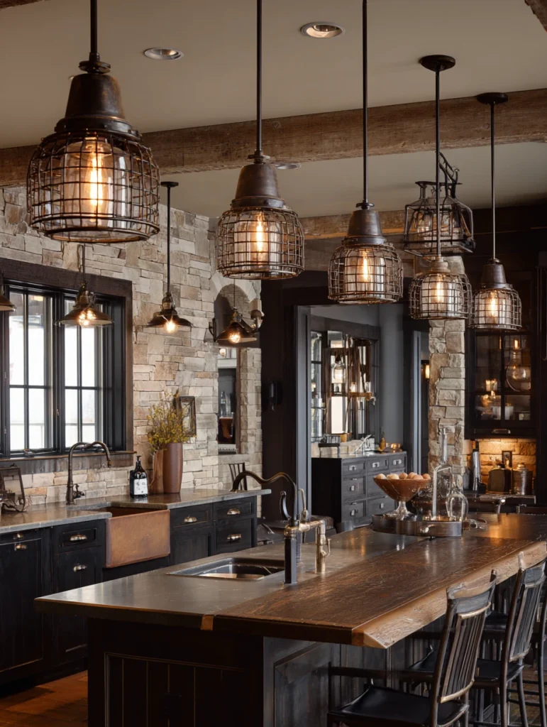 Aesthetic Scottish Kitchen Ideas: Vintage-Style Pendant Lighting