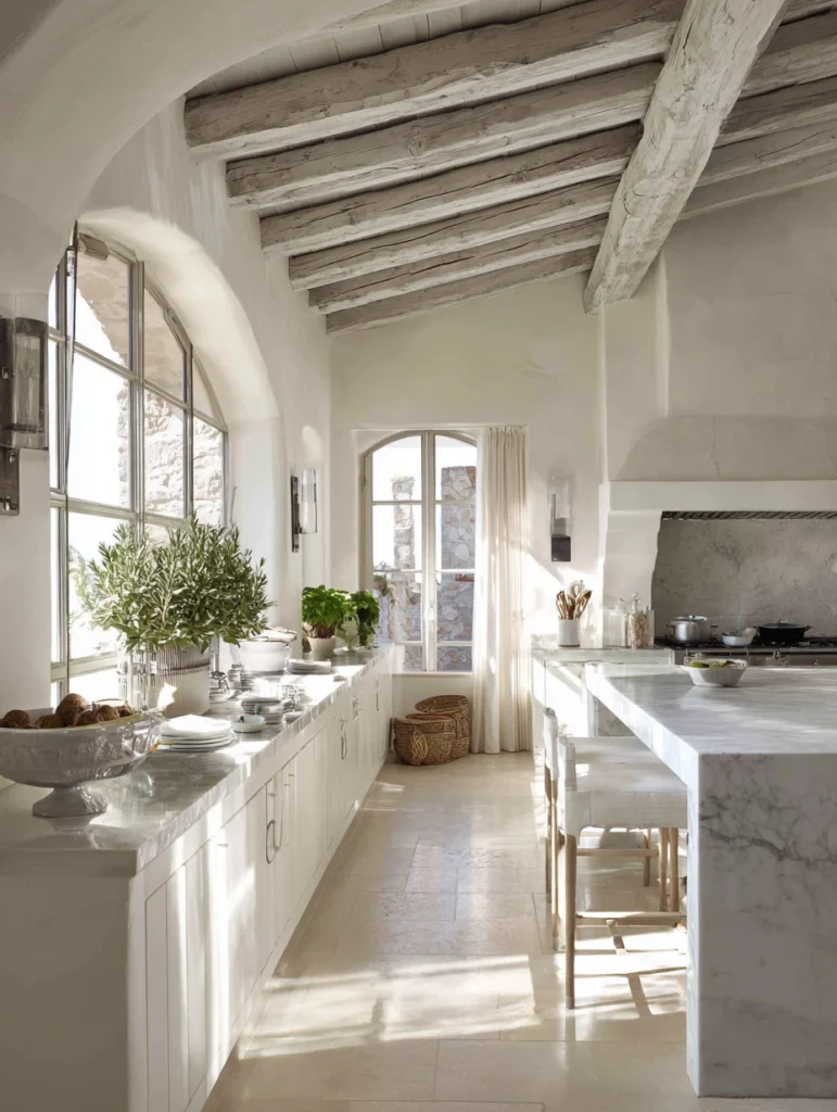 Aesthetic Italian Kitchen Ideas: Open Windows with Simple Treatments
