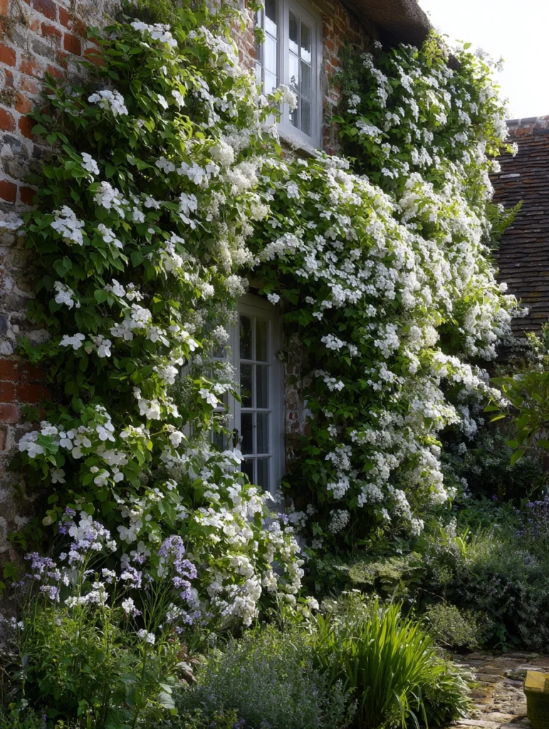 How To Create an English Cottage Garden for Your Flowers: Use Climbing Hydrangeas on Walls