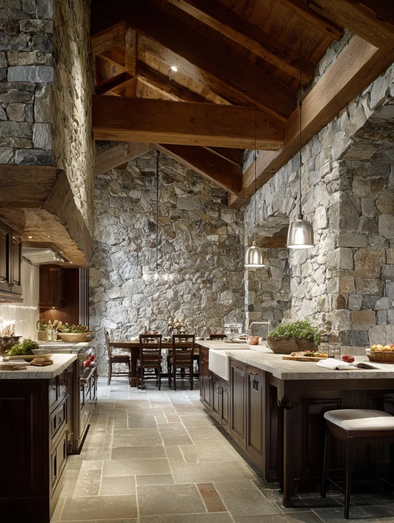 Aesthetic Scottish Kitchen Ideas: Stone Accent Walls That Tell Stories