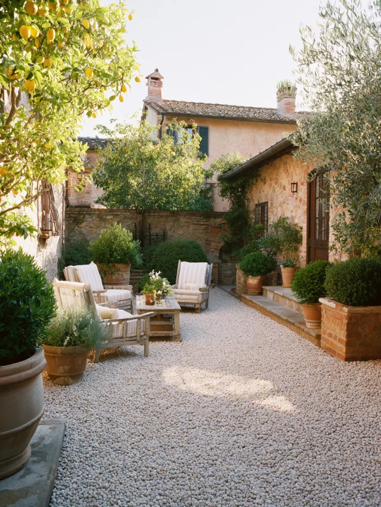 Italian Garden Ideas: Pea Gravel Patios