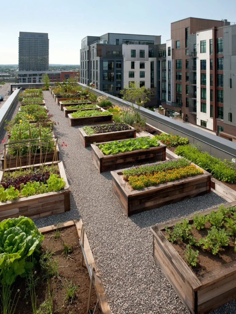 Stunning Rooftop Garden Ideas: Built-In Raised Bed Gardens