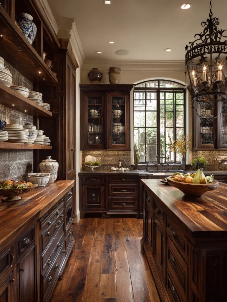 Aesthetic Scottish Kitchen Ideas: Dark Wood Cabinetry with Heritage Appeal