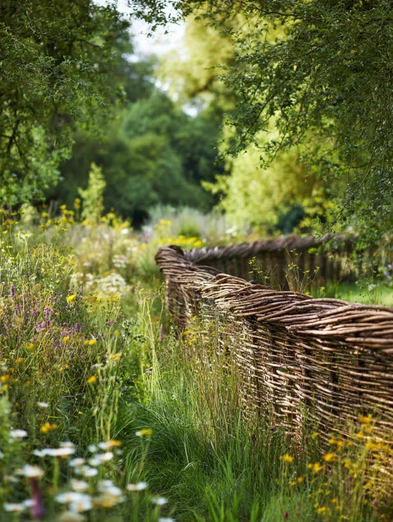 Charming Garden Fence Ideas for Privacy and Style: Living Willow Fence for Natural Privacy