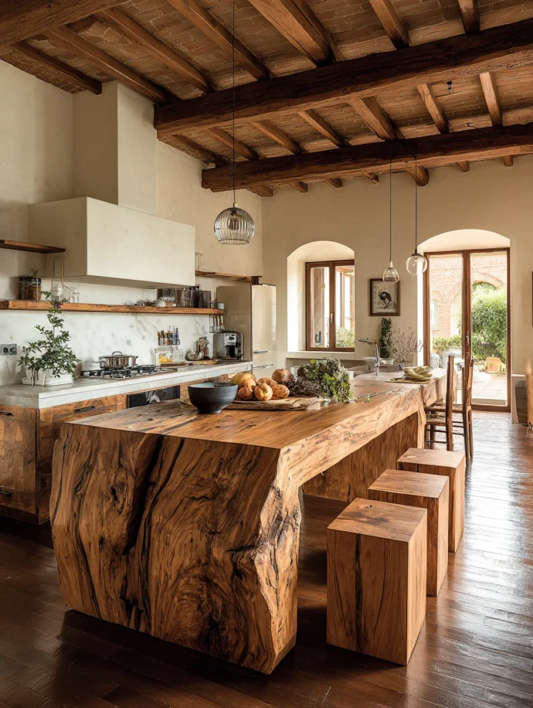 Aesthetic Italian Kitchen Ideas: Rustic Wood Kitchen Island