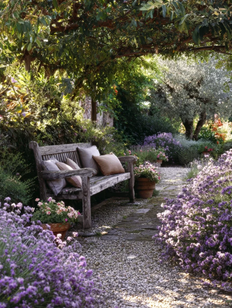 Italian Garden Ideas: Rustic Wooden Benches