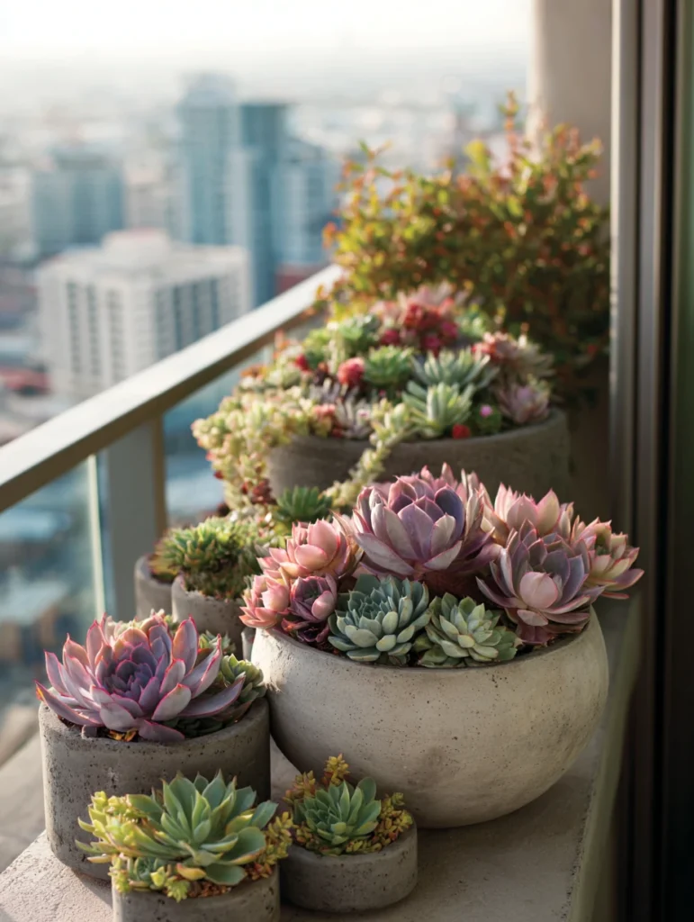 Small Balcony Garden Ideas: Succulent Arrangements