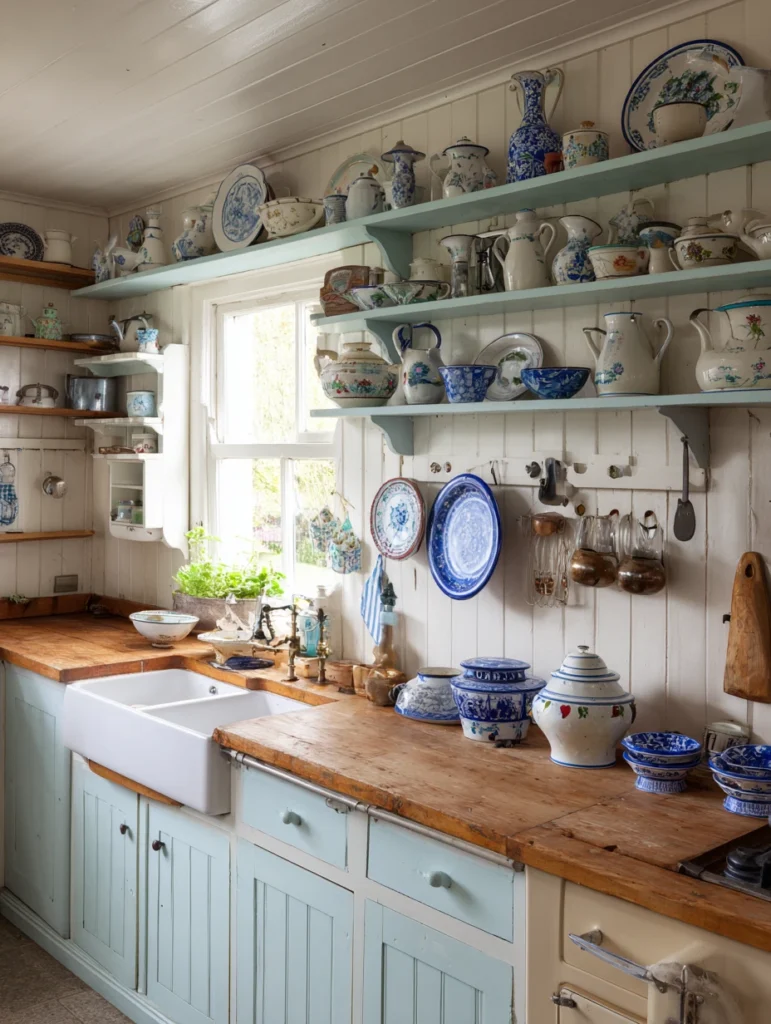 Aesthetic Irish Kitchen Ideas: Vintage Enamelware Display