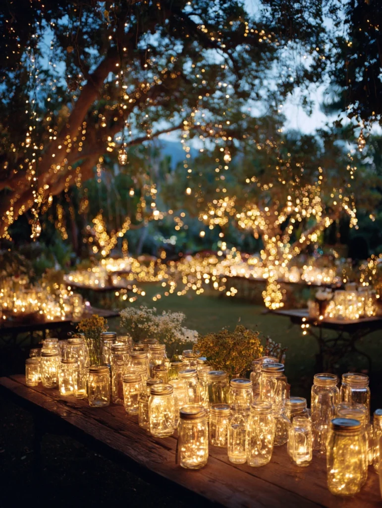 Gorgeous Garden Party Ideas: Fairy Lights in Mason Jars