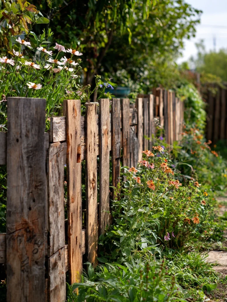Charming Garden Fence Ideas for Privacy and Style: Reclaimed Wood Pallet Fence