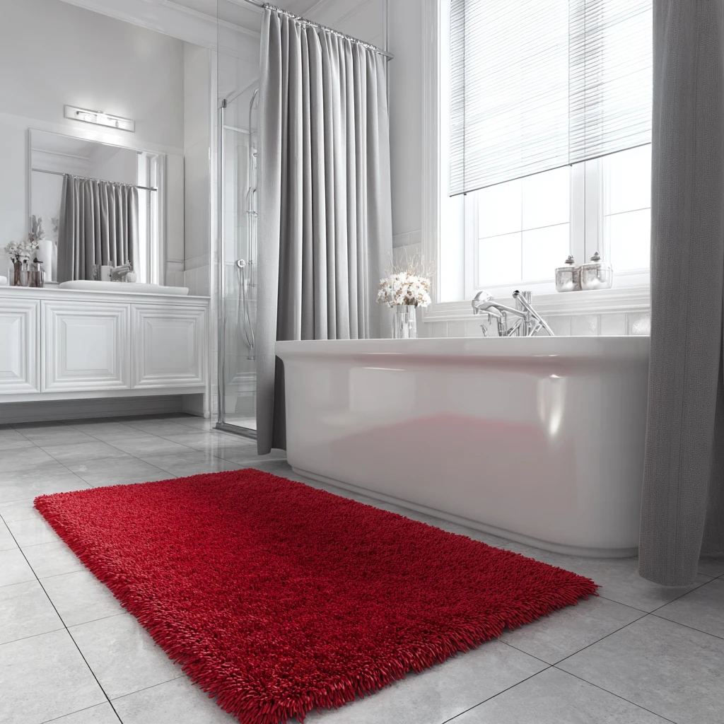 9 Red Bath Mat