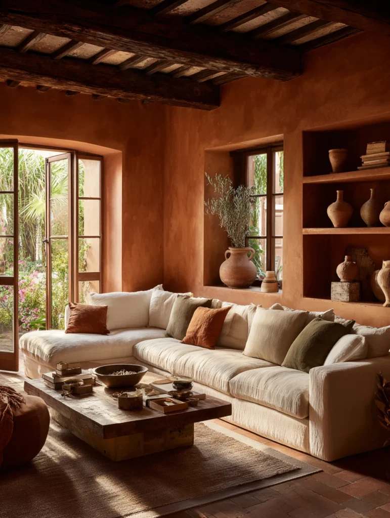Aesthetic Italian Living Room Ideas: Embrace Warm Terracotta Tones Throughout Your Space