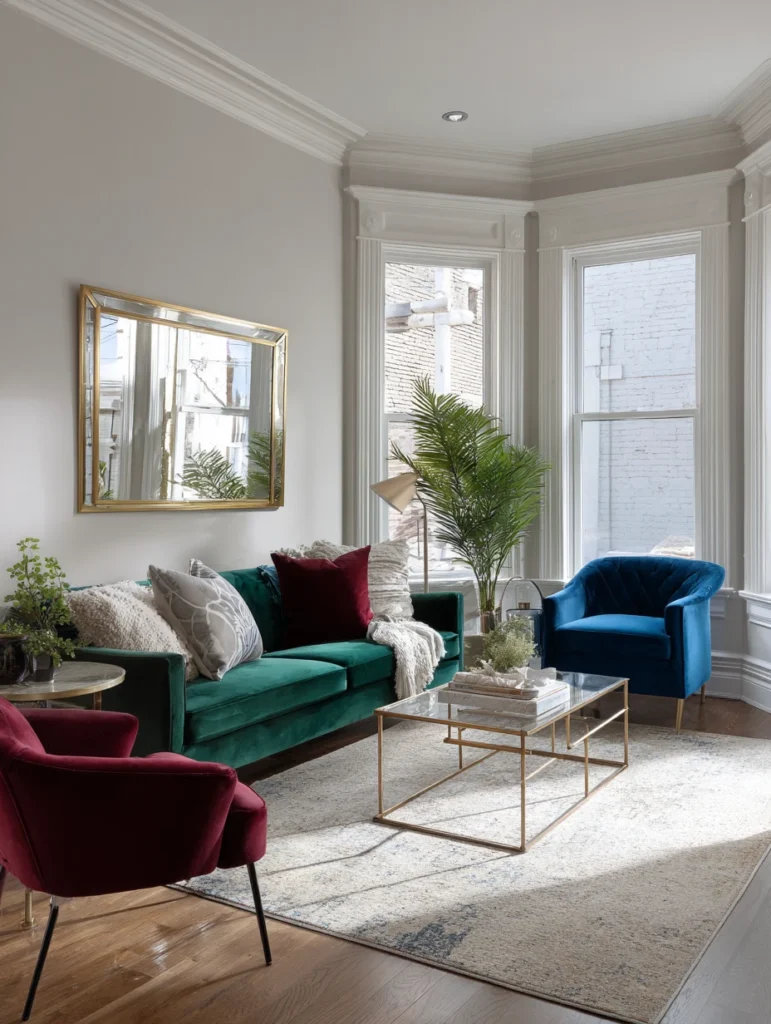 Modern Victorian Living Room Design Ideas: Layer Rich Jewel Tones With Neutral Foundations