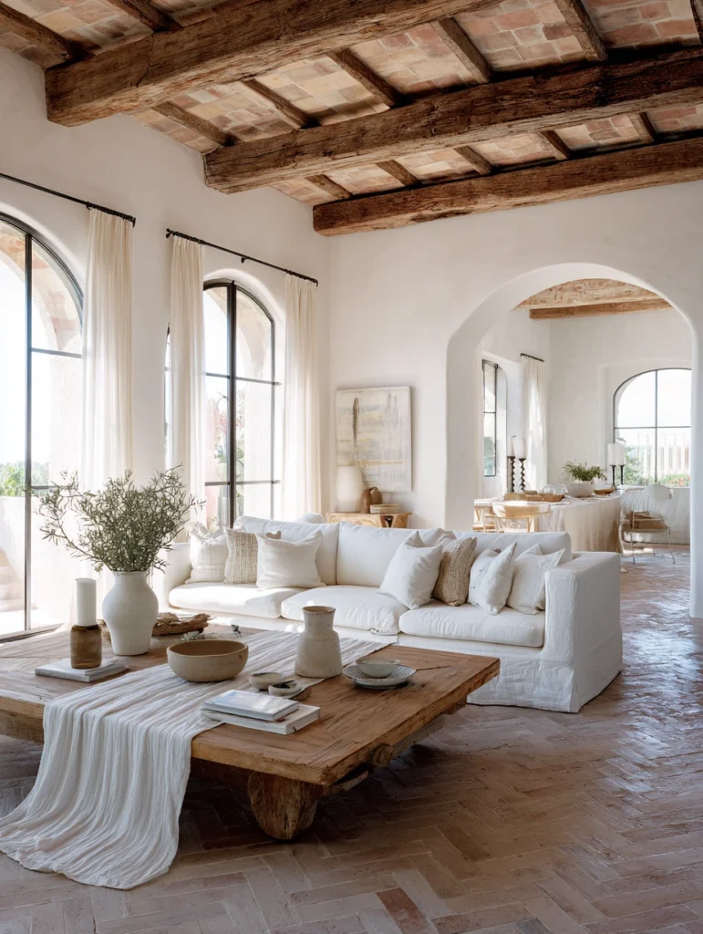 Italian Coffee Table Styling Ideas: Layer Cream-Colored Linen Table Runners