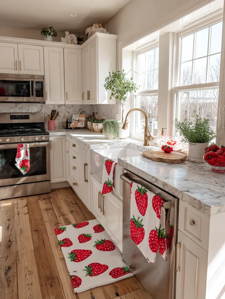 Strawberry Kitchen Decor Ideas: Strawberry Printed Tea Towels