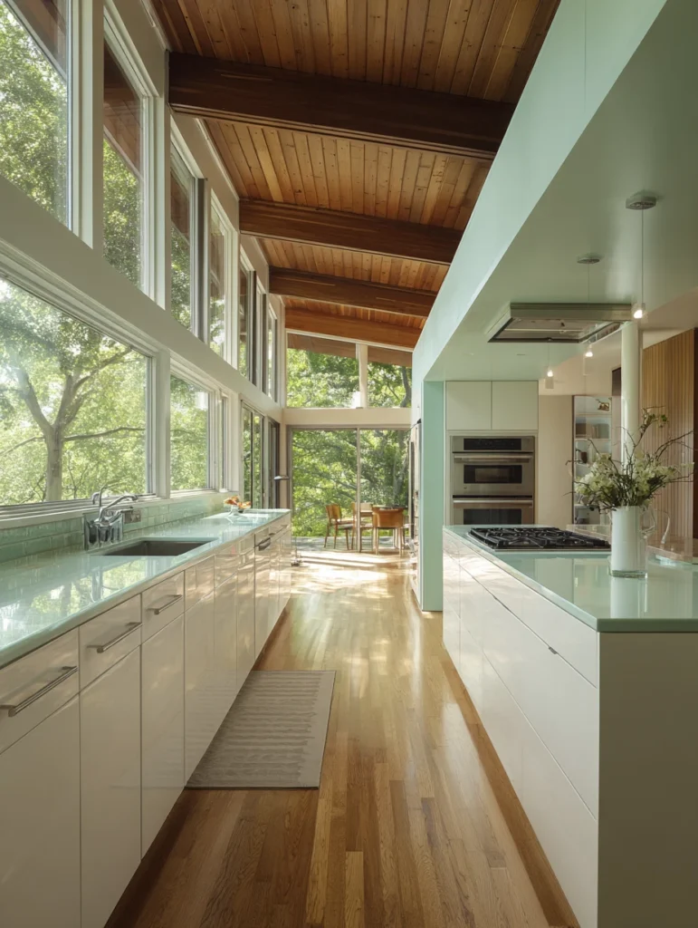 Mid-Century Modern Kitchen Ideas: Install Horizontal Windows
