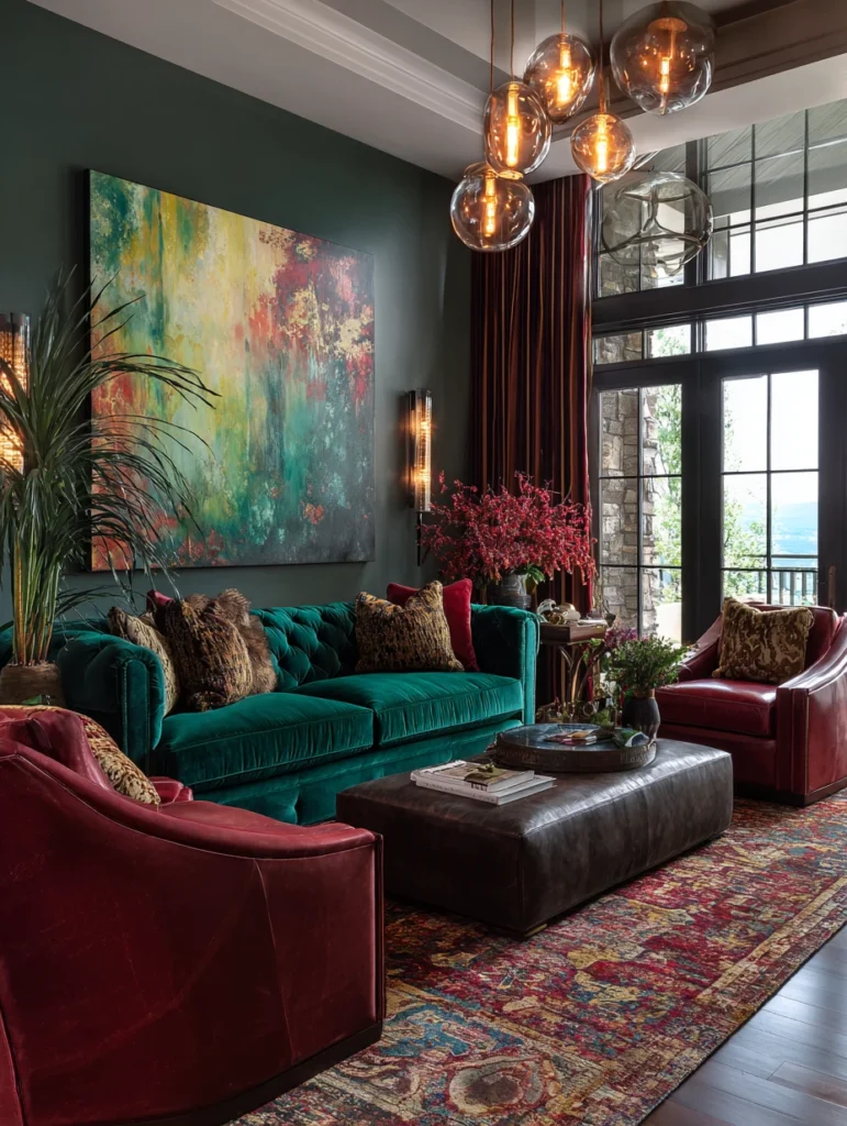 Aesthetic Italian Living Room Ideas: Select Plush Velvet Upholstery in Jewel Tones