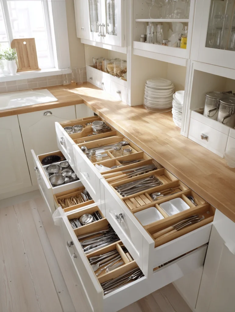 Stunning Swedish Kitchen Ideas: Organized Drawer Systems