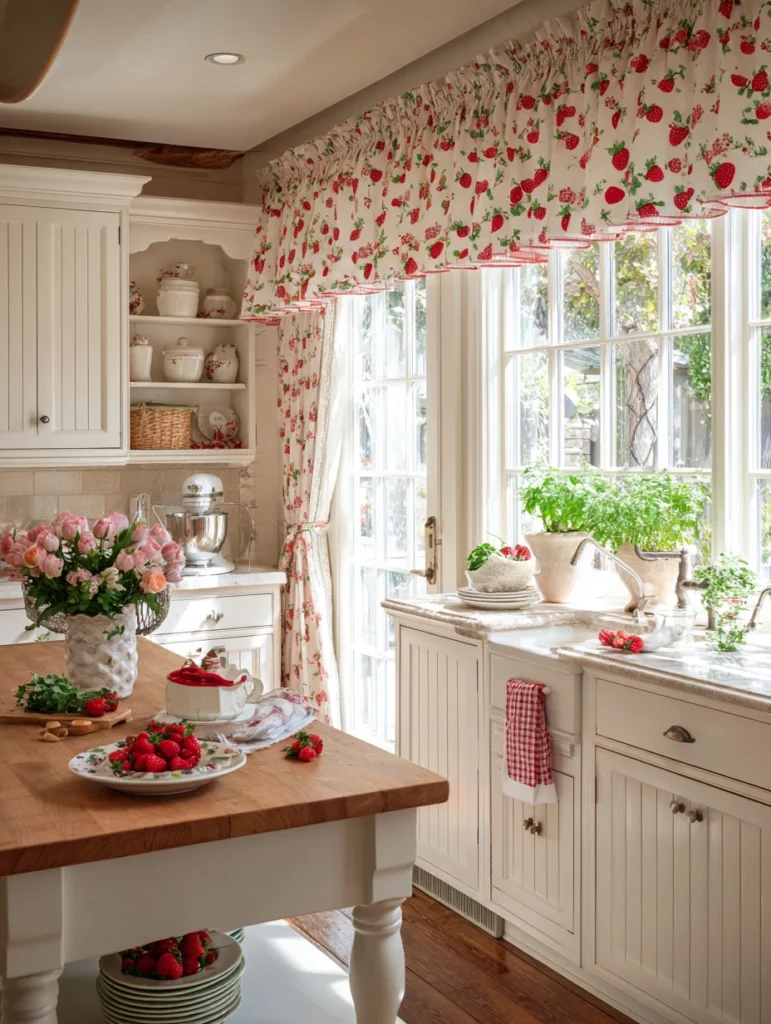 Strawberry Kitchen Decor Ideas: Strawberry Curtain Valance