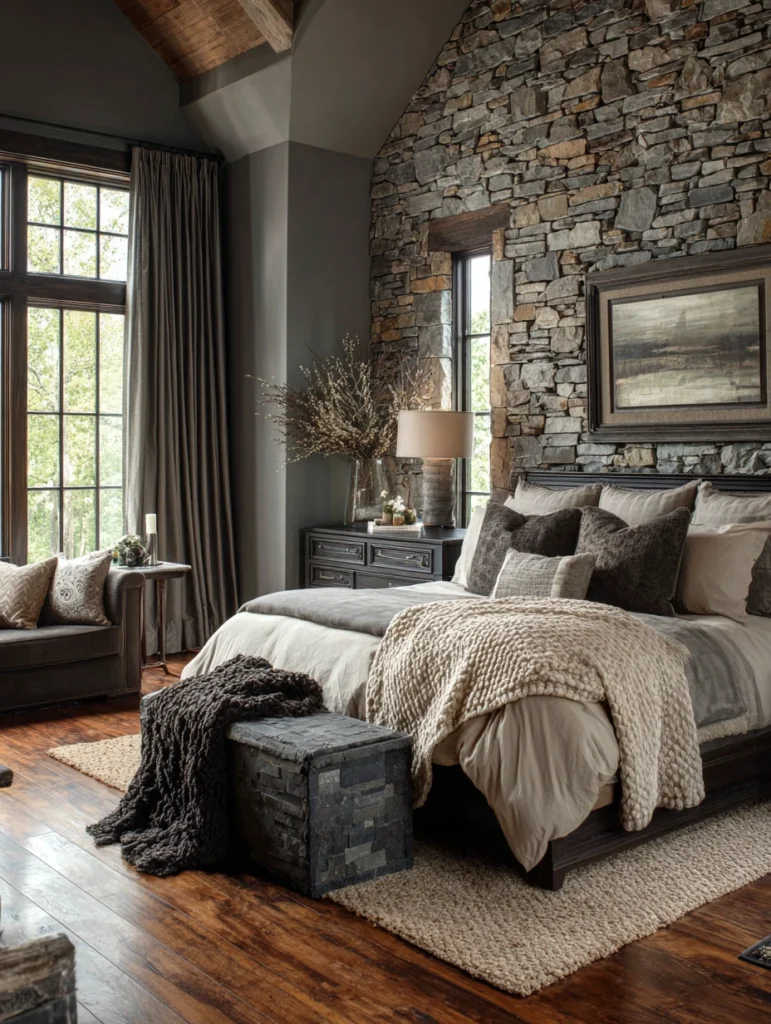 Aesthetic Scottish Bedroom Ideas: Stone or Slate Accents