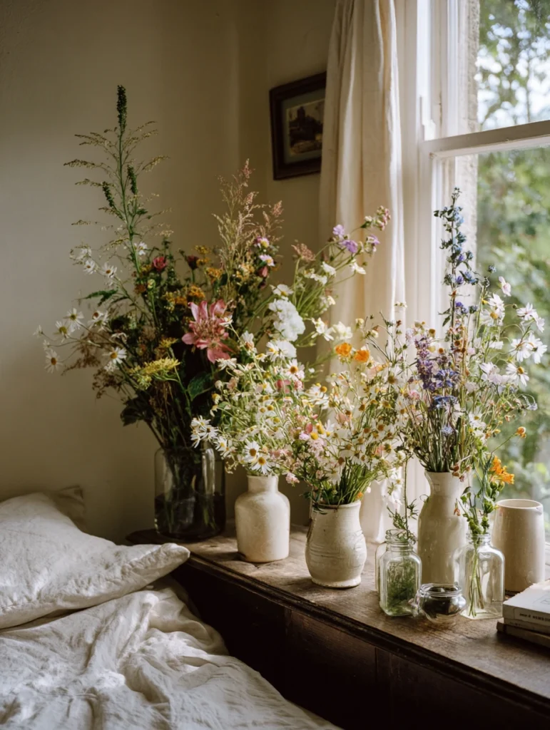Aesthetic Irish Bedroom Ideas: Display Fresh or Dried Wildflowers in Simple Vessels