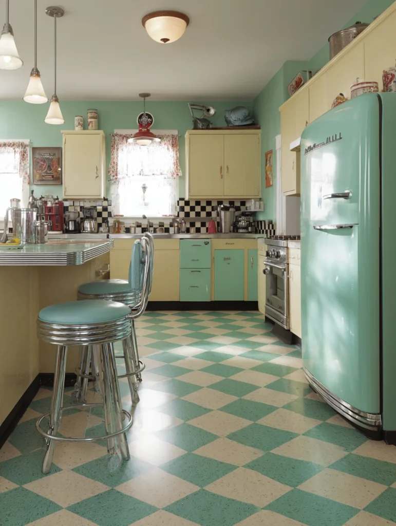 Stylish Kitchen Flooring Ideas: Linoleum for Vintage Appeal