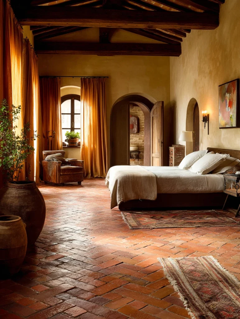 Aesthetic Italian Bedroom Ideas: Terra Cotta or Clay Floor Tiles