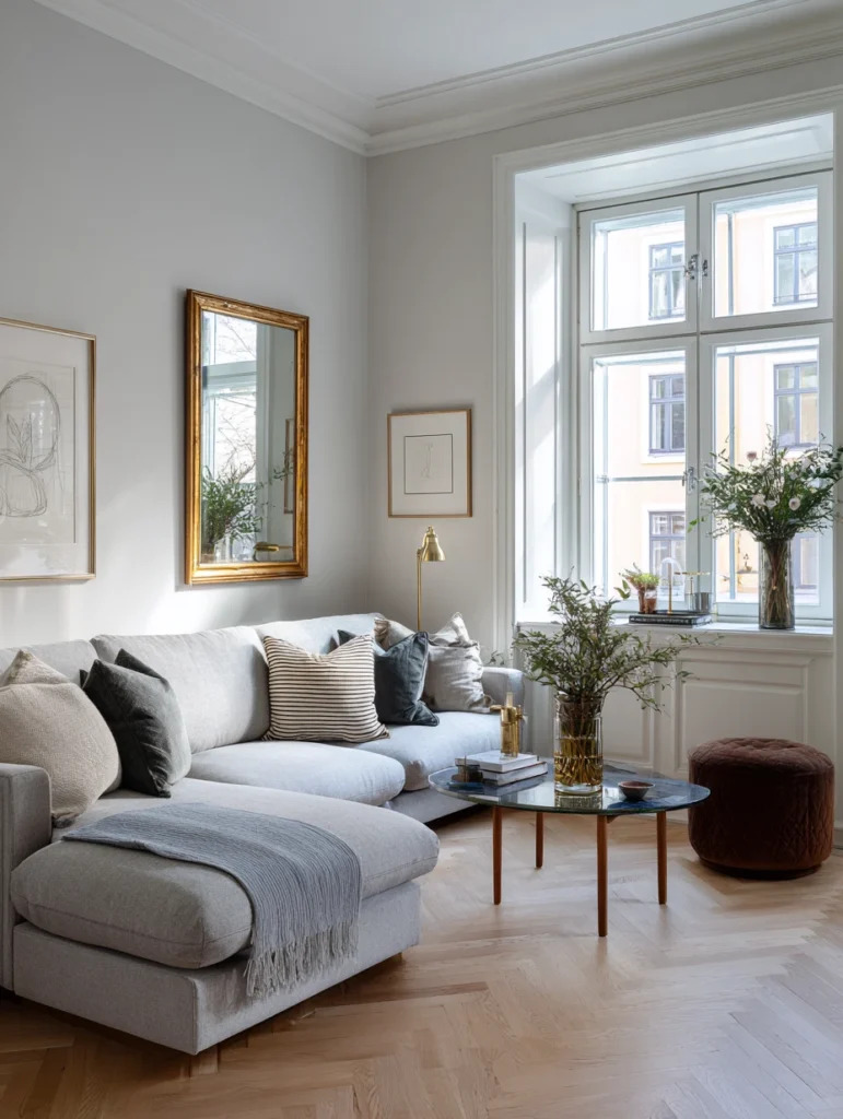 Stunning Swedish Living Room Ideas: Incorporate Brass Accents