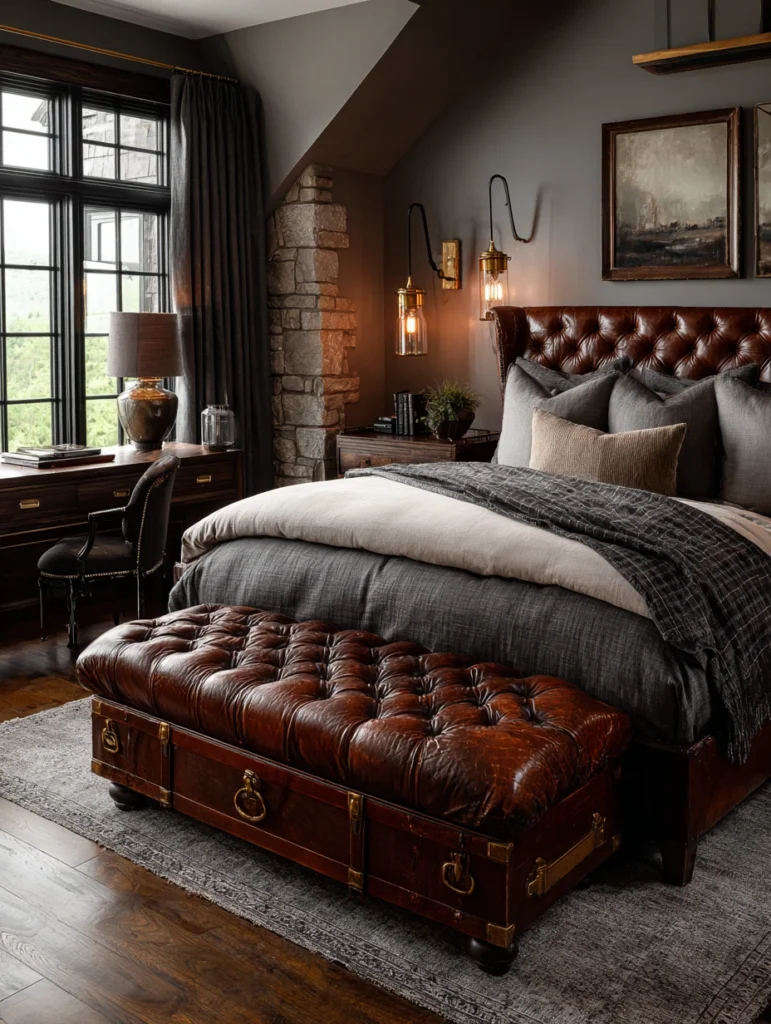Aesthetic Scottish Bedroom Ideas: Leather Accents