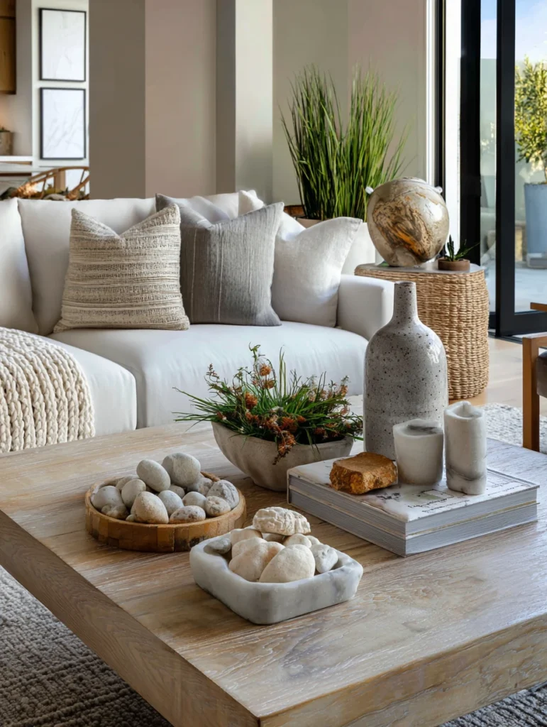 Irish Coffee Table Styling Ideas: Incorporate Natural Stone Elements