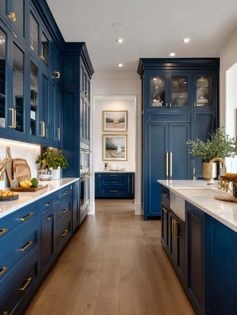 Navy Blue Kitchen Cabinet Ideas: Navy Floor-to-Ceiling Cabinets