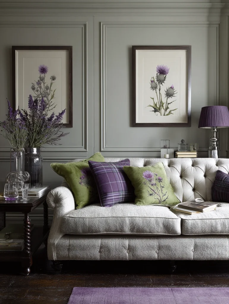 Aesthetic Scottish Living Room Ideas: Thistle Motif Decor