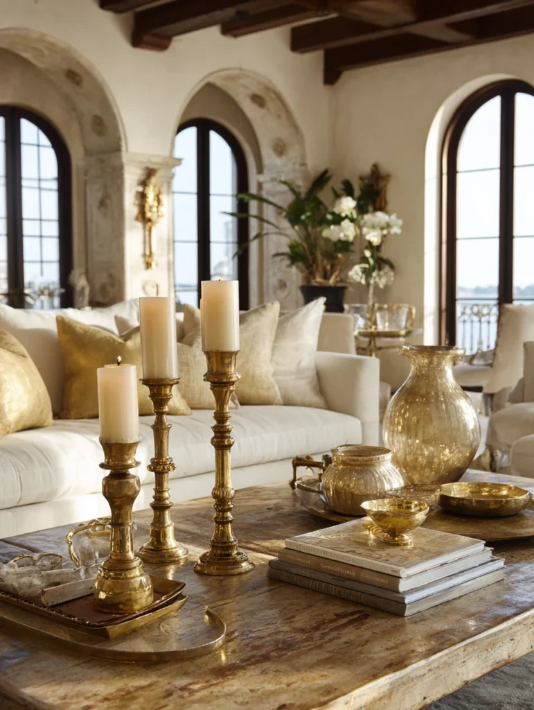Mediterranean Coffee Table Styling Ideas: Incorporate Vintage Brass